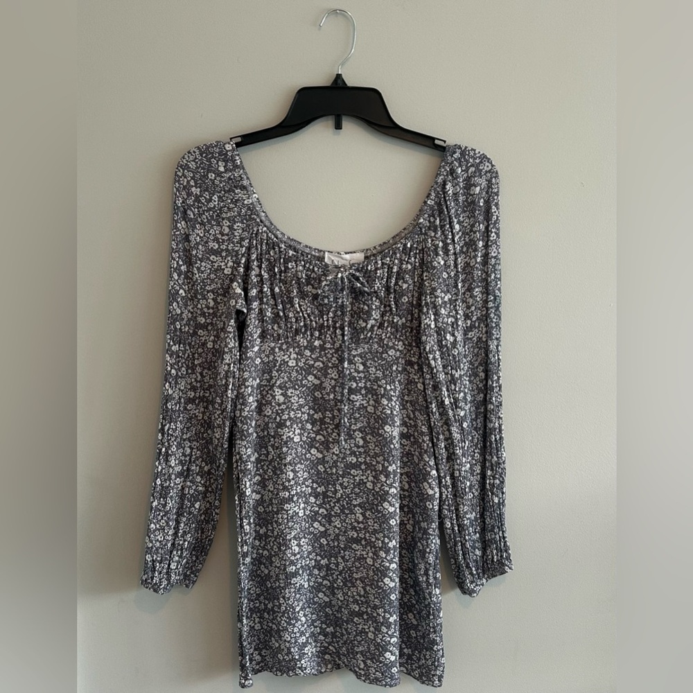 Sadie & Sage Blue and White Floral Tie-Neck Dress